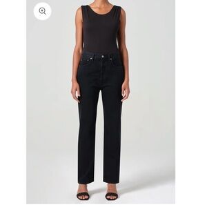 Agolde 90’s Pinch Waist High Rise Straight Jeans - Crushed/Black